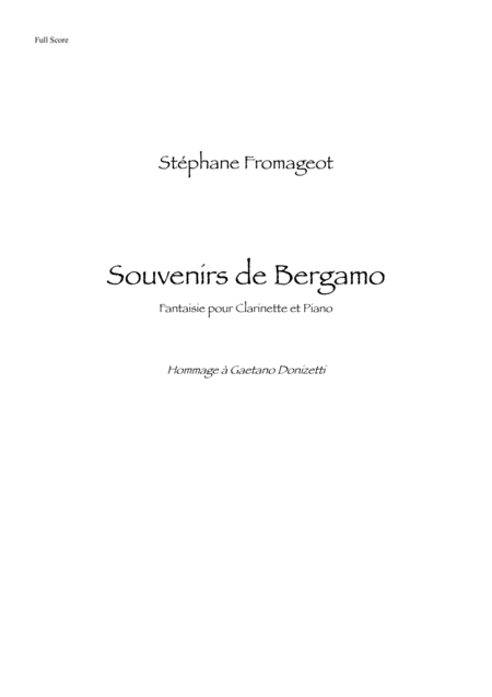 Souvenirs De Bergamo Sheet Music