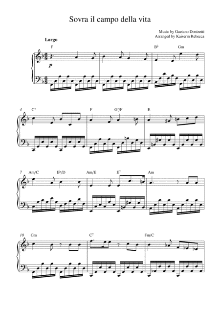 Sovra Il Campo Della Vita Sheet Music