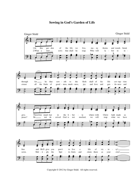 Free Sheet Music Sowing In Gods Garden Of Life