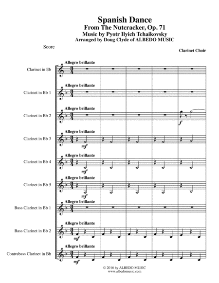 Spanish Dance From The Nutcracker For Clarinet Choir Sheet Music