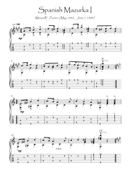 Spanish Guitar By M Ferrer Sheet Music