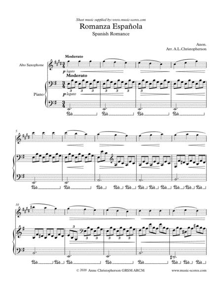 Spanish Romance Alto Saxophone And Piano Sheet Music