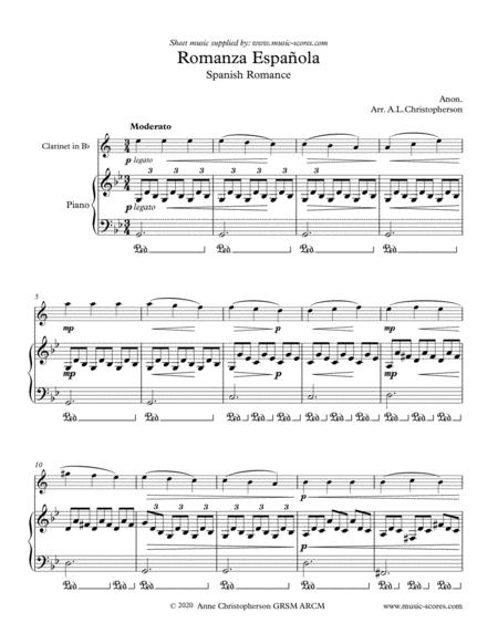 Spanish Romance Clarinet And Piano Sheet Music