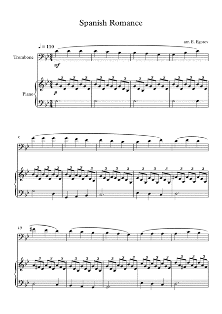 Free Sheet Music Spanish Romance For Trombone Piano