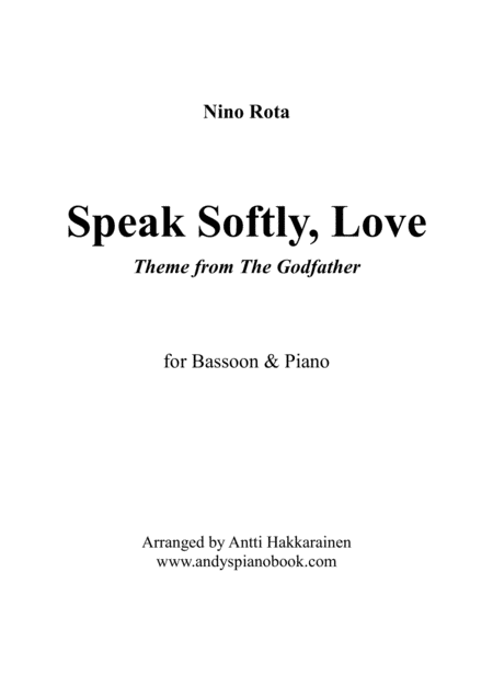 Speak Softly Love Godfather Theme Bassoon Piano Sheet Music