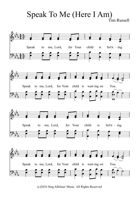 Speak To Me Here I Am Sheet Music