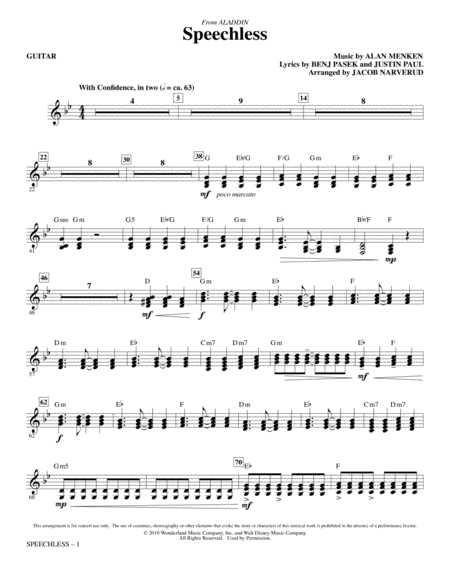 Speechless From Disneys Aladdin Arr Jacob Narverud Guitar Sheet Music