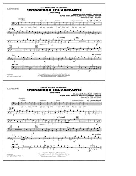 Spongebob Squarepants Theme Song Arr Paul Lavender Electric Bass Sheet Music