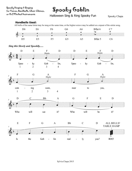 Free Sheet Music Spooky Goblin A Halloween Sing Ring Spooky Fun Song For Voices Hand Bells Chimes Or Orff Instruments