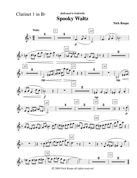Free Sheet Music Spooky Waltz From Three Dances For Halloween Clarinet 1 Part