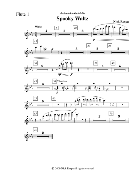 Free Sheet Music Spooky Waltz From Three Dances For Halloween Flute 1 Part