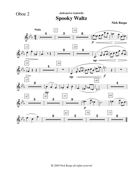 Free Sheet Music Spooky Waltz From Three Dances For Halloween Oboe 2 Part