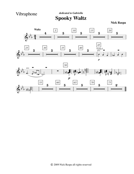 Free Sheet Music Spooky Waltz From Three Dances For Halloween Vibraphone Part