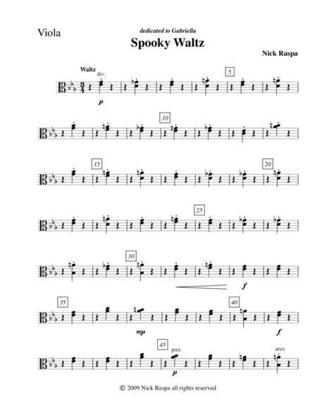 Spooky Waltz From Three Dances For Halloween Viola Part Sheet Music