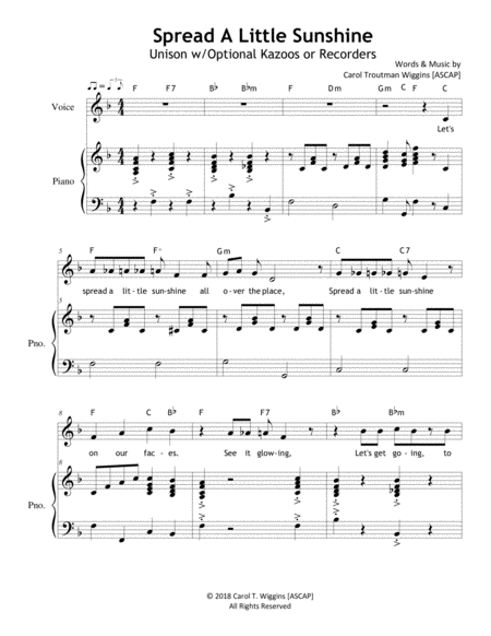 Spread A Little Sunshine Sheet Music