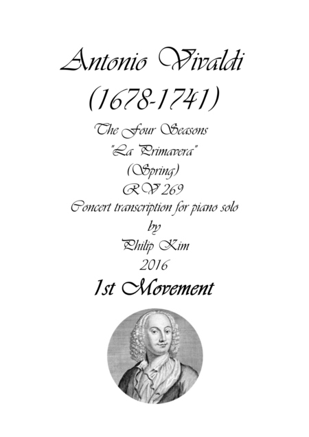 Free Sheet Music Spring 1st Movement From The Four Seasons By Vivaldi For Piano Solo