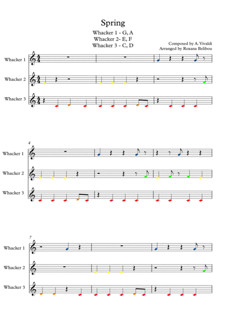 Free Sheet Music Spring For 8 Notes Diatonic Boomwhackers