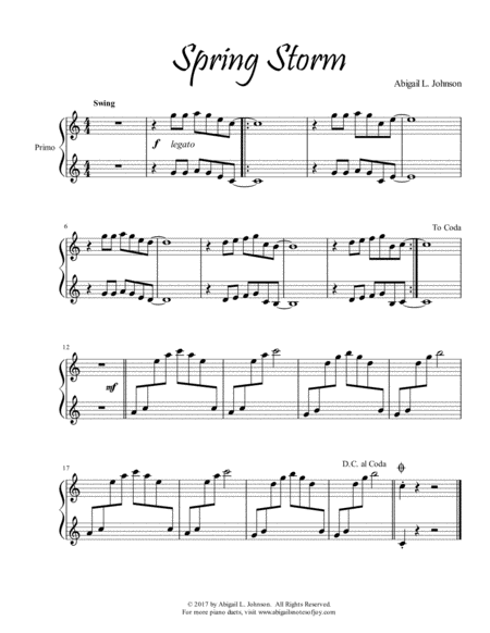 Spring Storm Early Intermediate Piano Duet Sheet Music