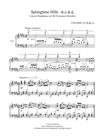 Free Sheet Music Springtime Hills Paraphrase