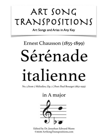 Srnade Italienne Op 2 No 5 Transposed To A Major Sheet Music