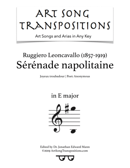 Free Sheet Music Srnade Napolitaine Transposed To E Major