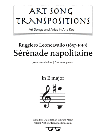 Srnade Napolitaine Transposed To E Major Sheet Music