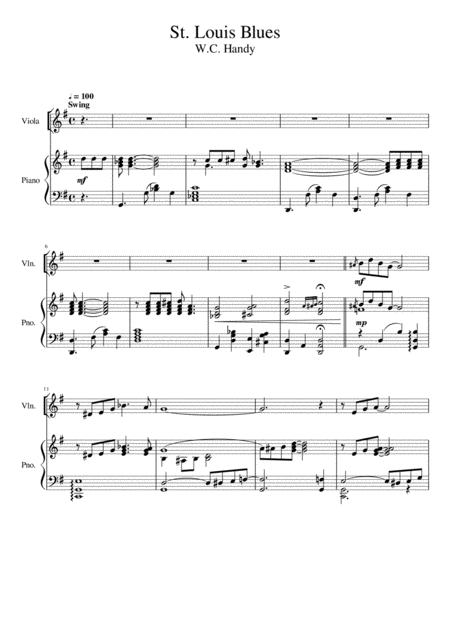 Free Sheet Music St Louis Blues Viola Solo