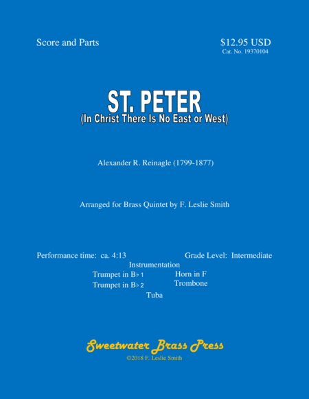 Free Sheet Music St Peter In Christ There Is No East Or West