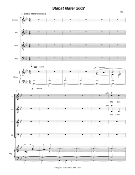 Stabat Mater 2002 For Satb Chorus And Organ Sheet Music