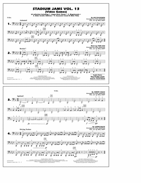 Stadium Jams Volume 13 Video Games Tuba Sheet Music