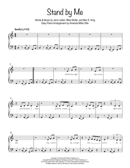 Stand By Me Easy Piano Sheet Music