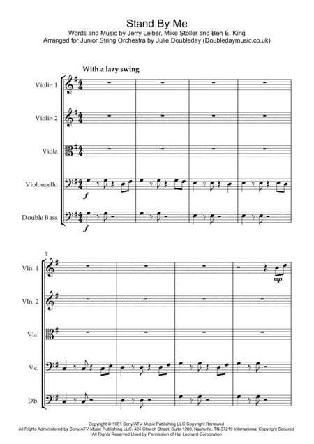 Stand By Me For Junior String Orchestra Score And Parts Sheet Music