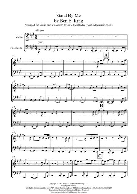 Free Sheet Music Stand By Me For Violoncello And Violin Duet