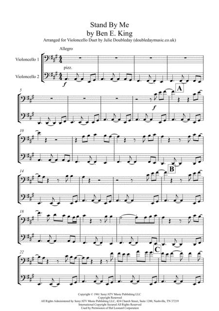 Free Sheet Music Stand By Me For Violoncello Duet