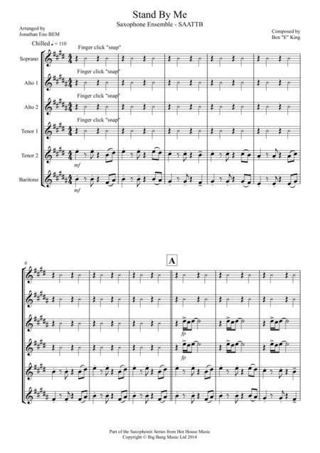 Stand By Me Saxophone Ensemble Saattb Sheet Music