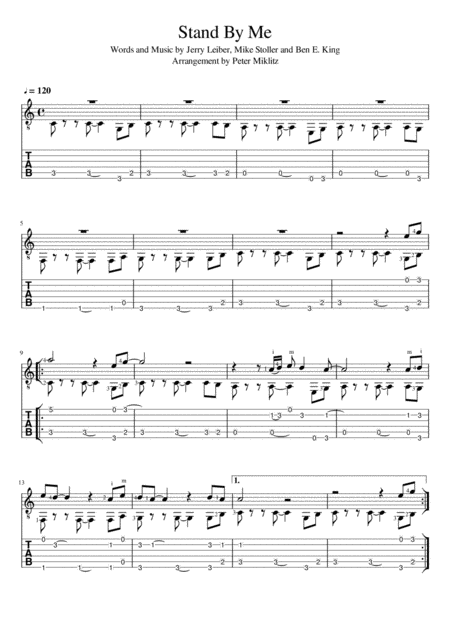 Stand By Me Standard Notation And Tab Sheet Music