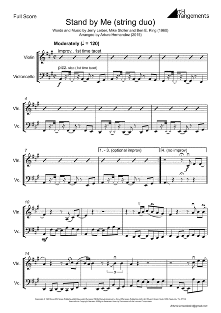 Stand By Me String Duo Advanced Sheet Music