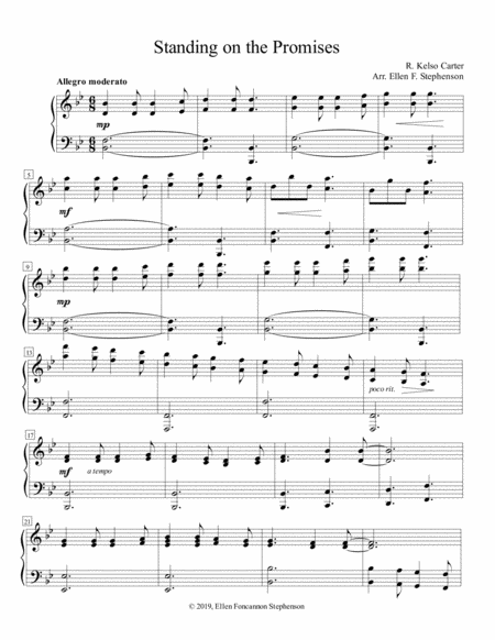 Free Sheet Music Standing On The Promises Piano