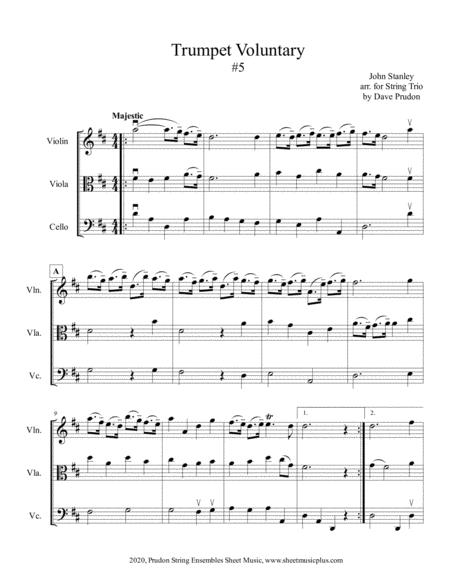 Stanley Trumpet Voluntary 5 For String Trio Sheet Music