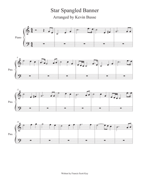 Star Spangled Banner Easy Key Of C Piano Sheet Music