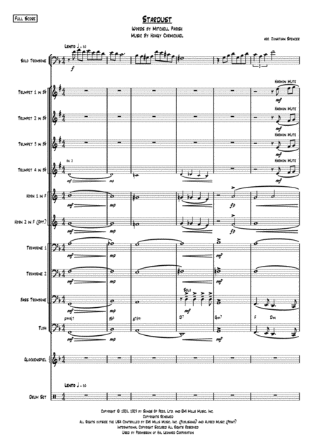 Stardust For Solo Trombone And Brass Ensemble Sheet Music