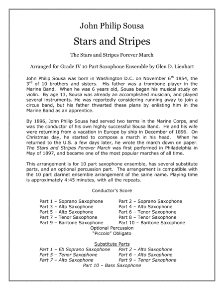 Free Sheet Music Stars And Stripes Saxophones