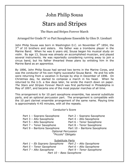 Stars And Stripes Saxophones Sheet Music