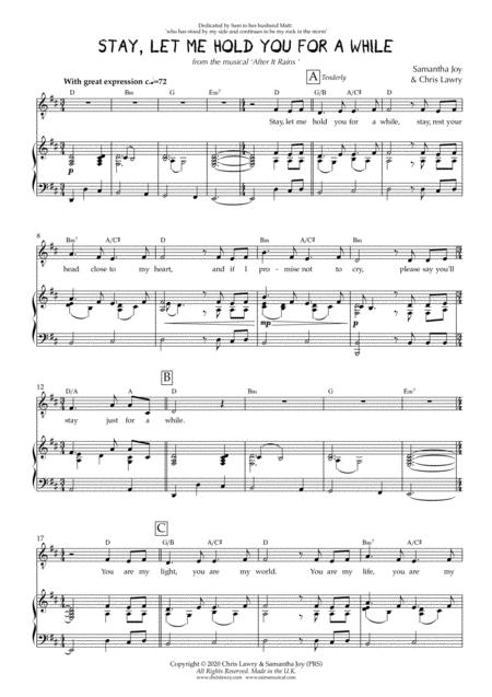 Stay Let Me Hold You For A While Sheet Music