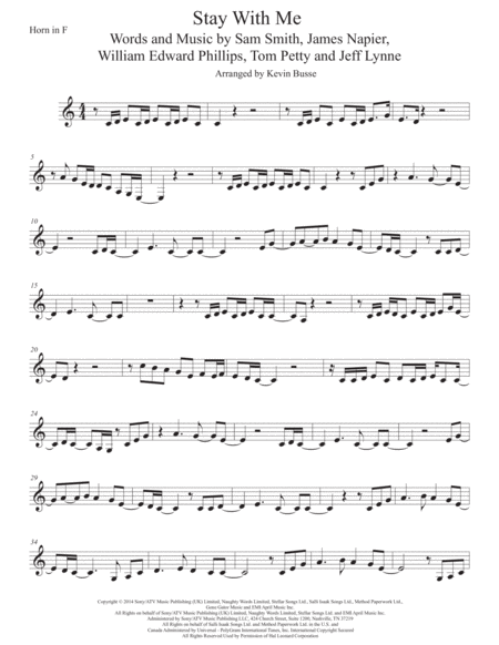 Stay With Me Horn In F Sheet Music