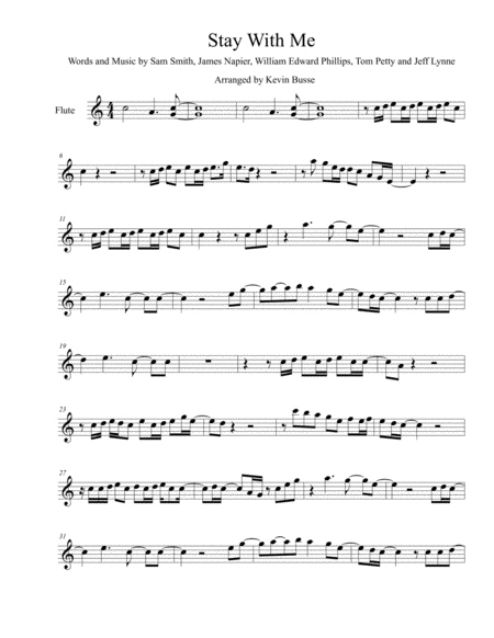 Free Sheet Music Stay With Me Original Key Flute