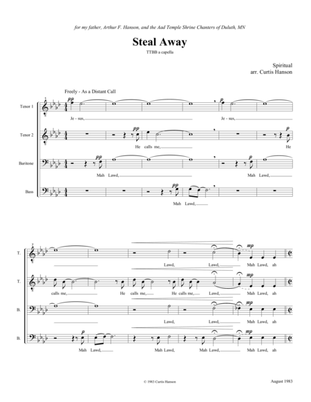 Steal Away Ttbb Sheet Music