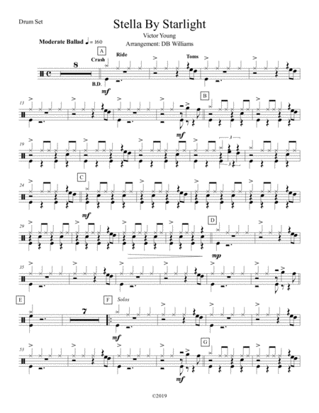 Free Sheet Music Stella By Starlight Drum Set