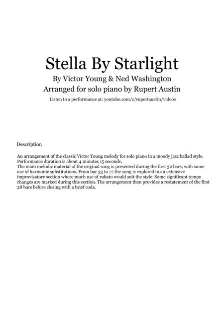 Free Sheet Music Stella By Starlight Solo Piano