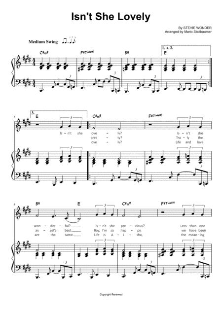 Free Sheet Music Stevie Wonder Isnt She Lovely